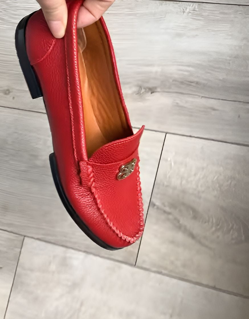 Red Soft Leather Loafers