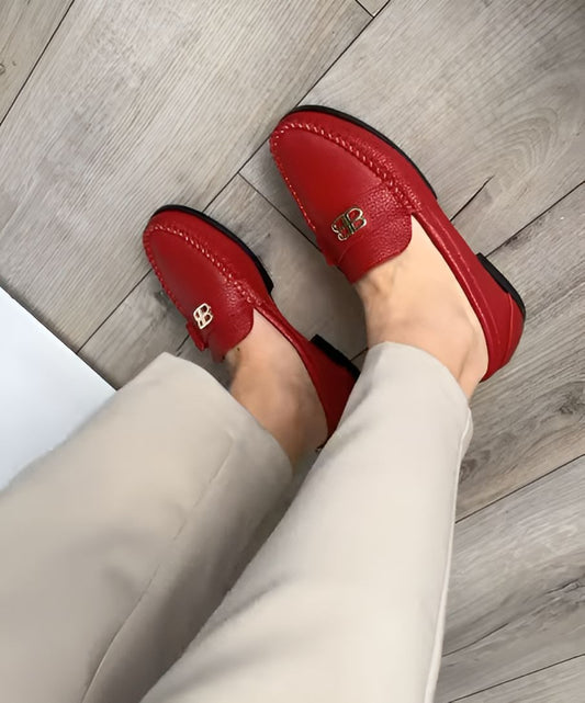 Red Soft Leather Loafers