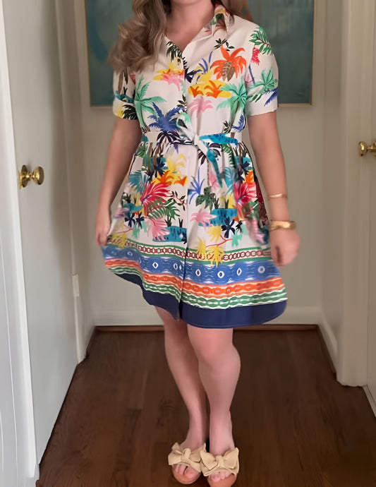 Colorful Printed Short Dress