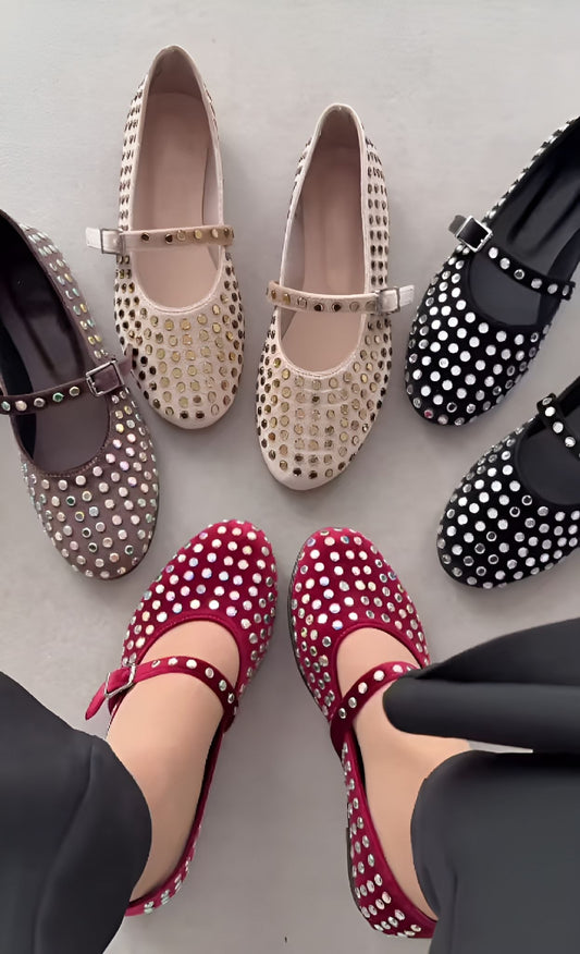 Rhinestone Embellished Sparkling Flats