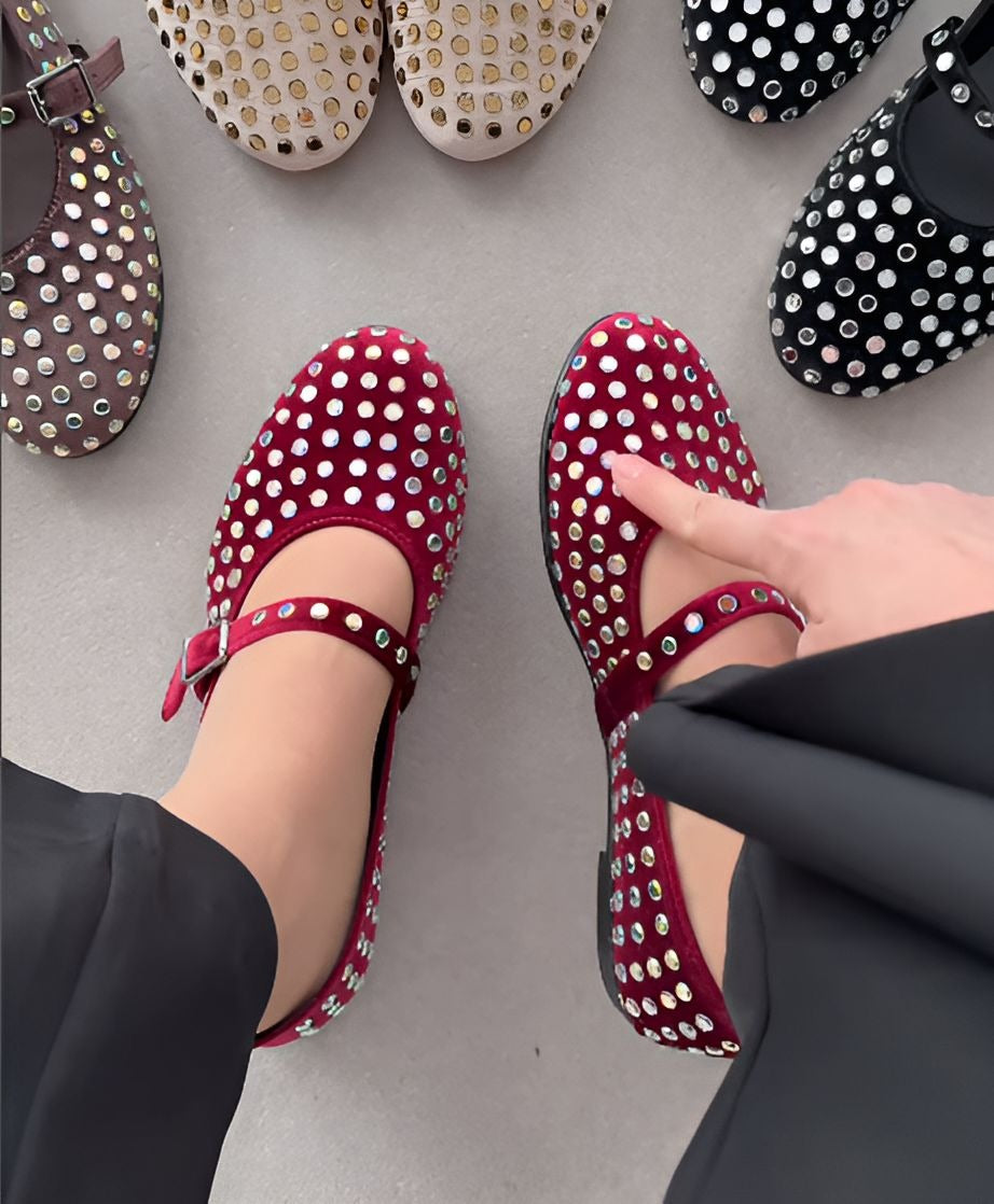 Rhinestone Embellished Sparkling Flats