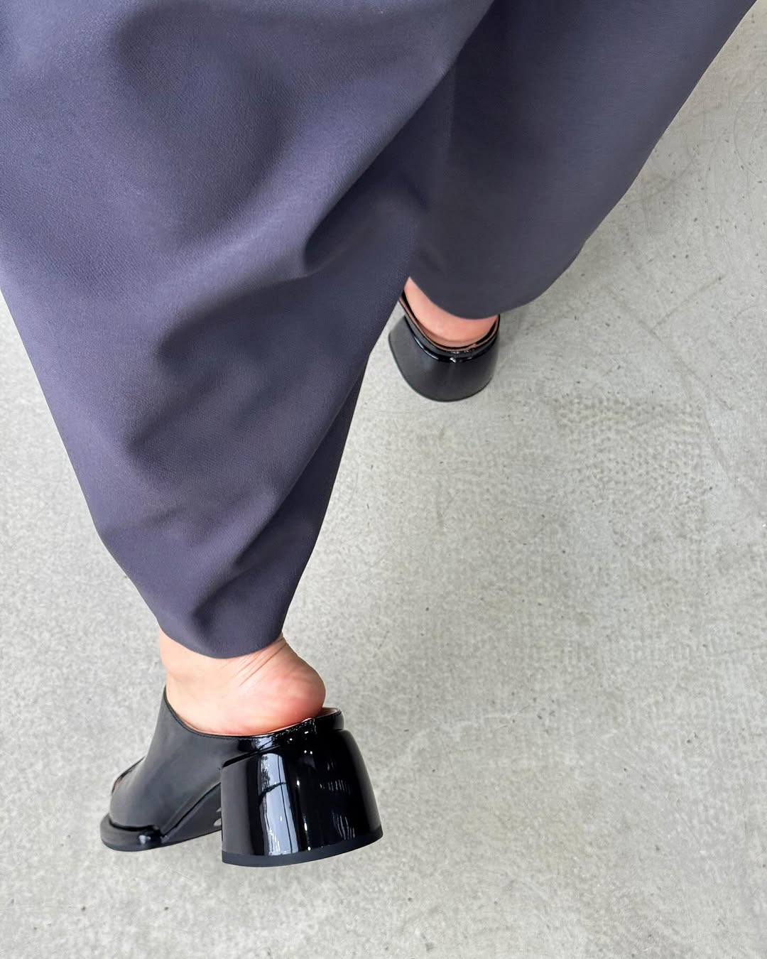 Square-Heel Glossed-Leather Sandals