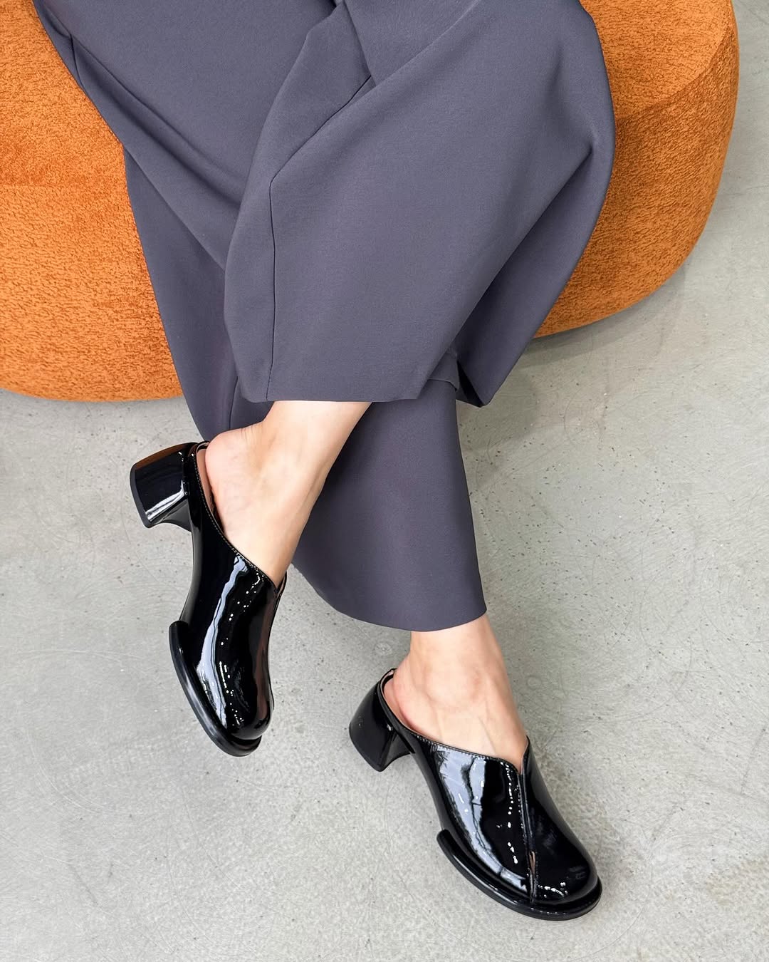Square-Heel Glossed-Leather Sandals