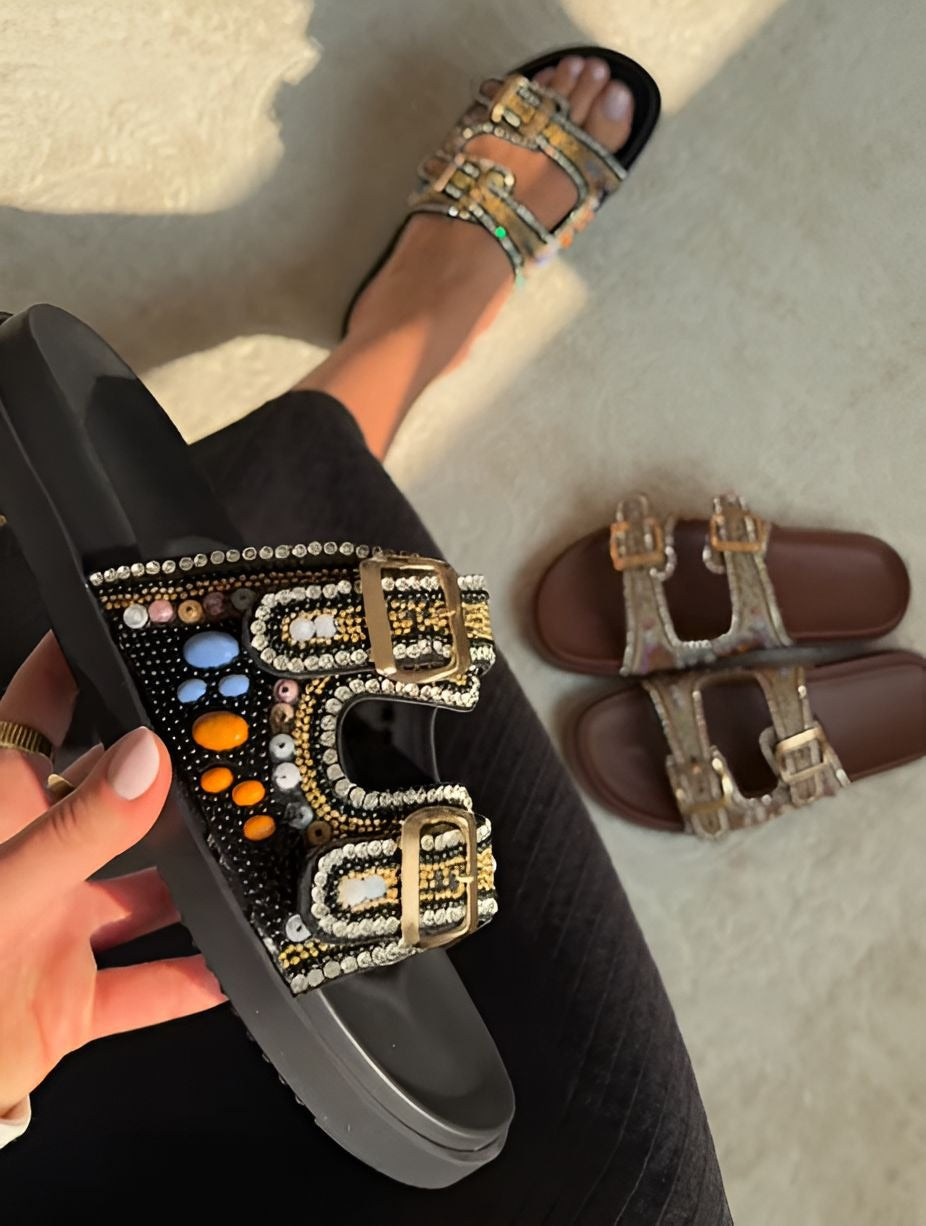 Colored Diamond Slide Slippers