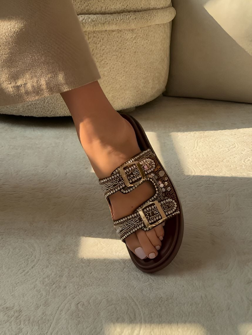 Colored Diamond Slide Slippers