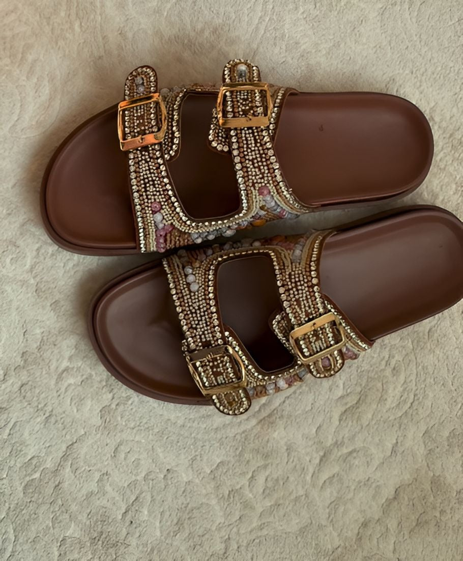 Colored Diamond Slide Slippers