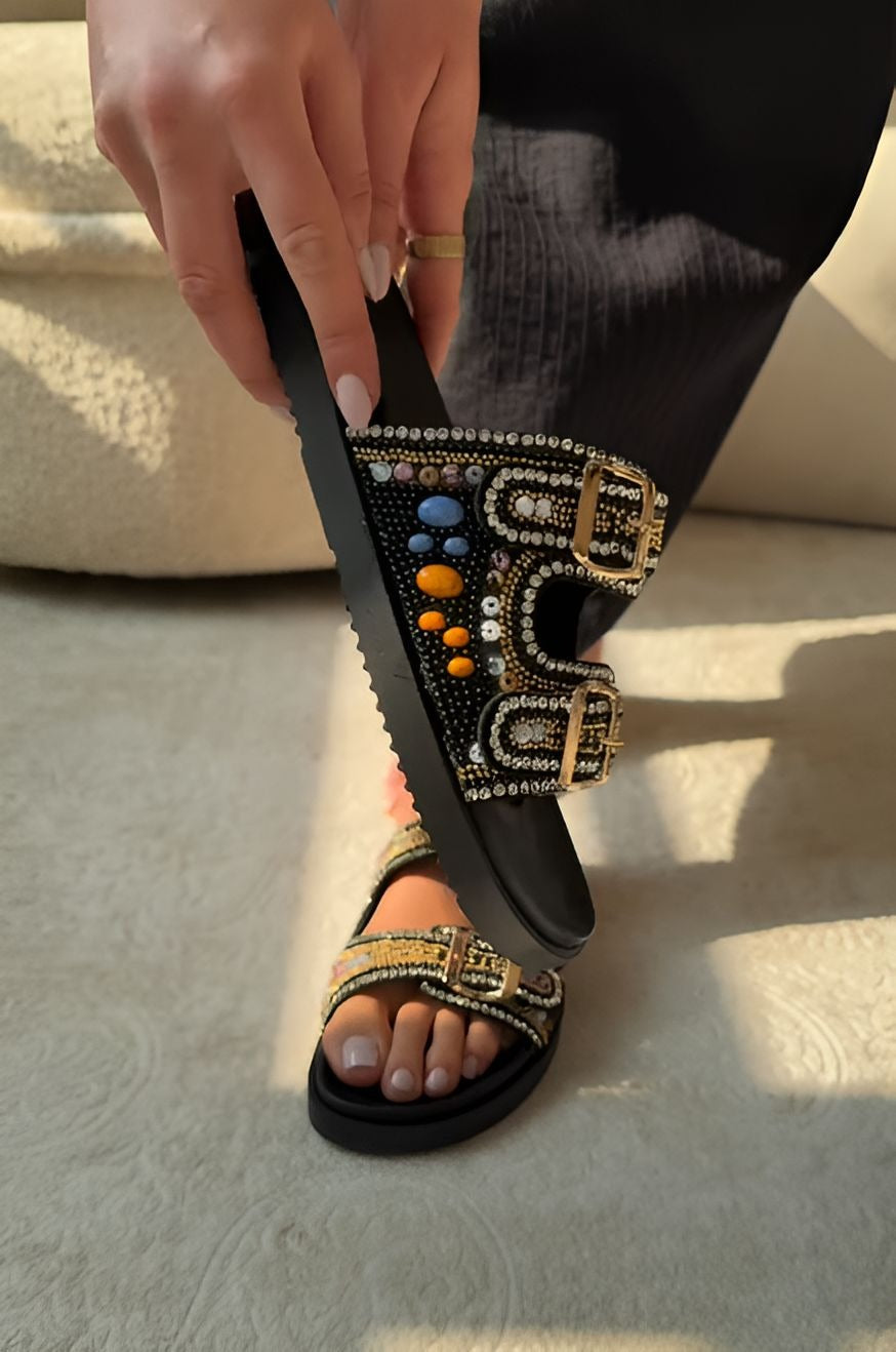 Colored Diamond Slide Slippers