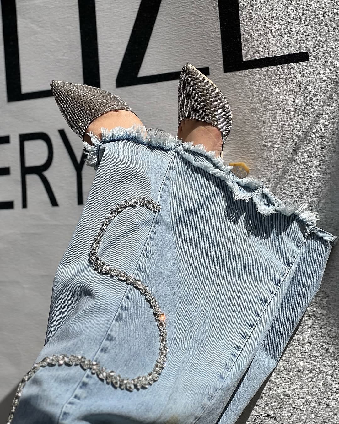 Women New Jeans With Rhinestones