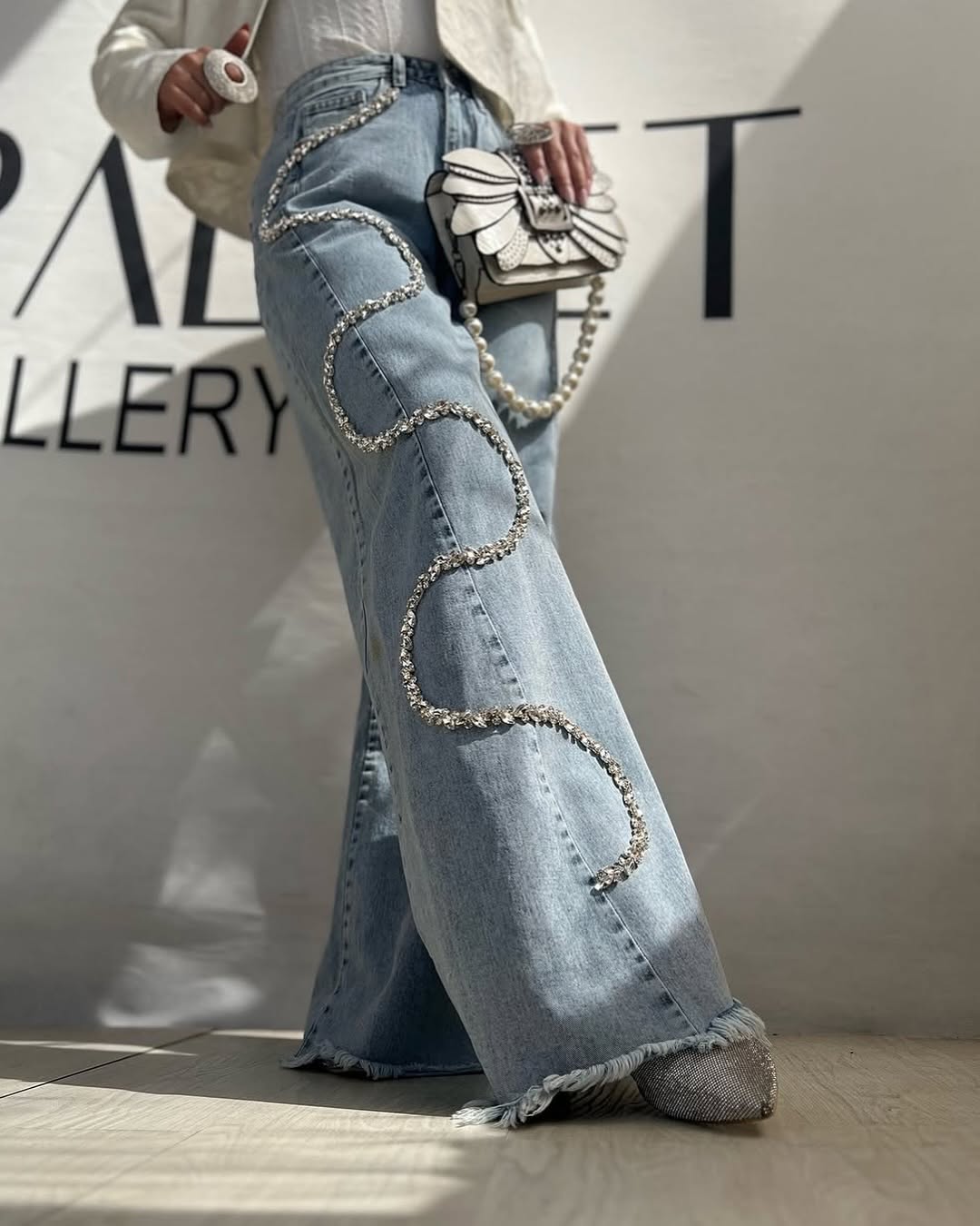 Women New Jeans With Rhinestones