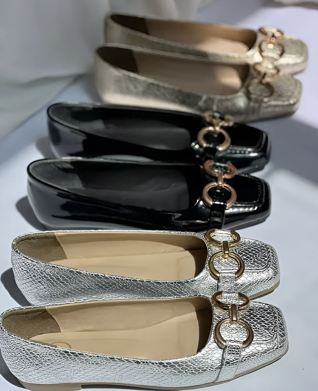 Women Soft Leather Shoes With Metal Buckles