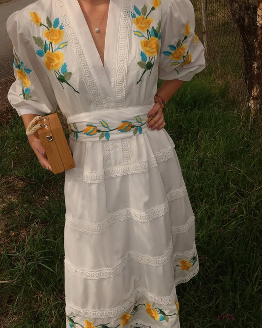 Floral V-neck Long Dress
