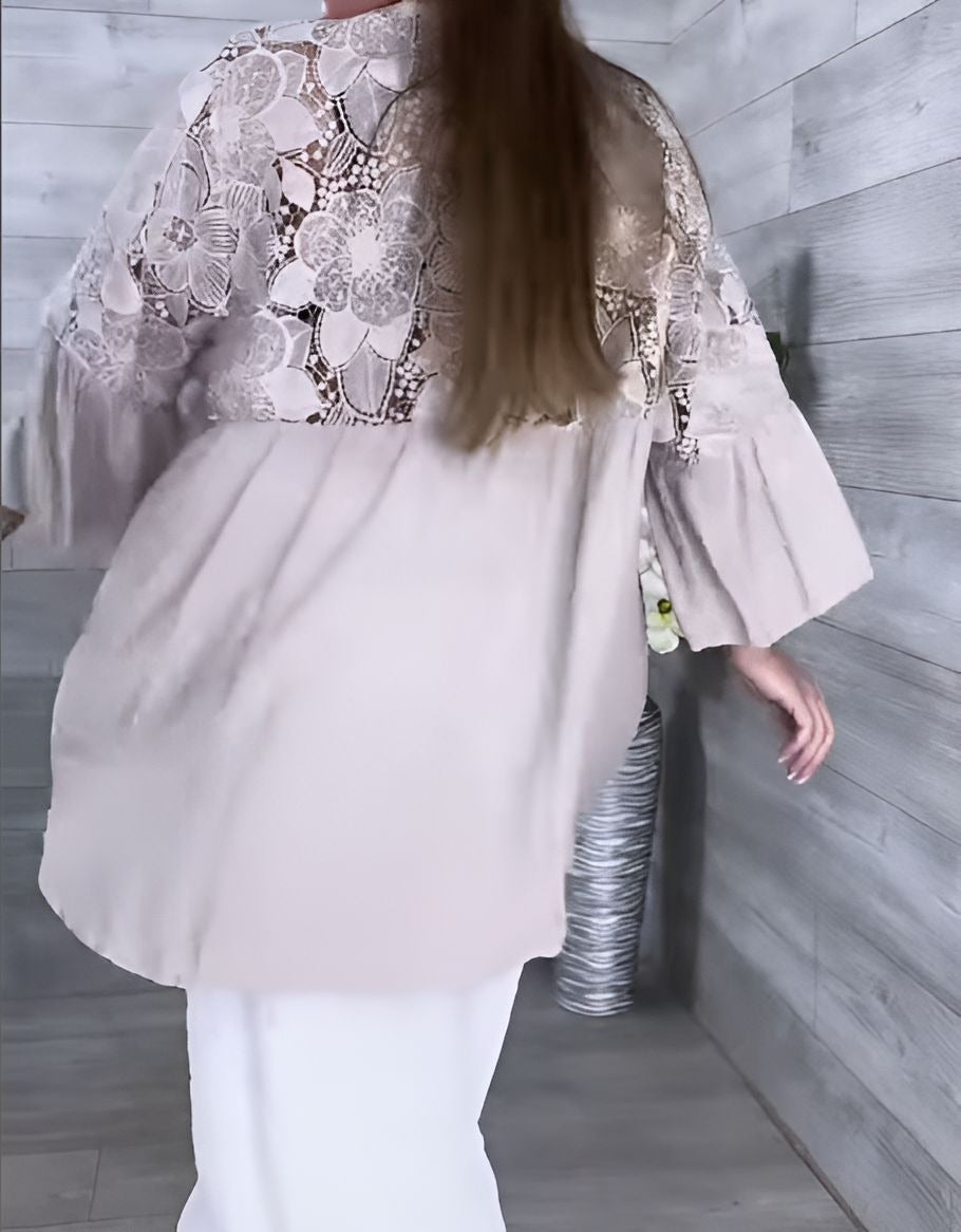 Summer Lace Flower Button Top
