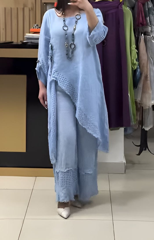 Blue Flowy Comfort Suit