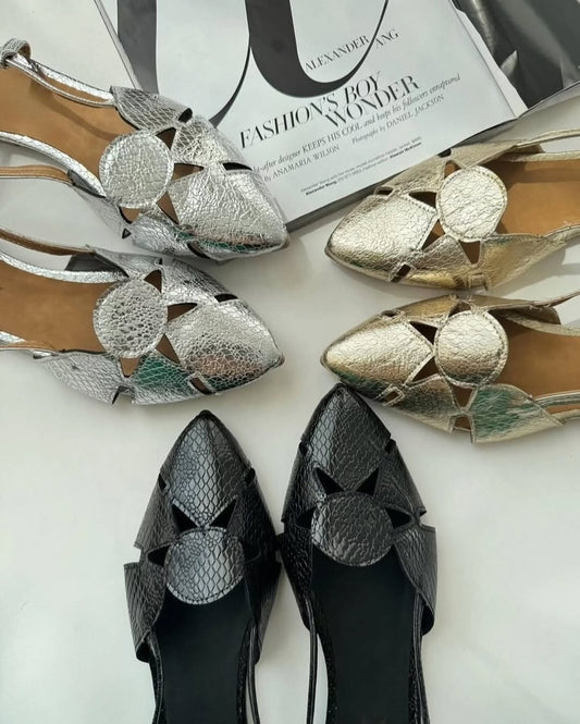 Pointed Soft Leather Women's Flat Sandals