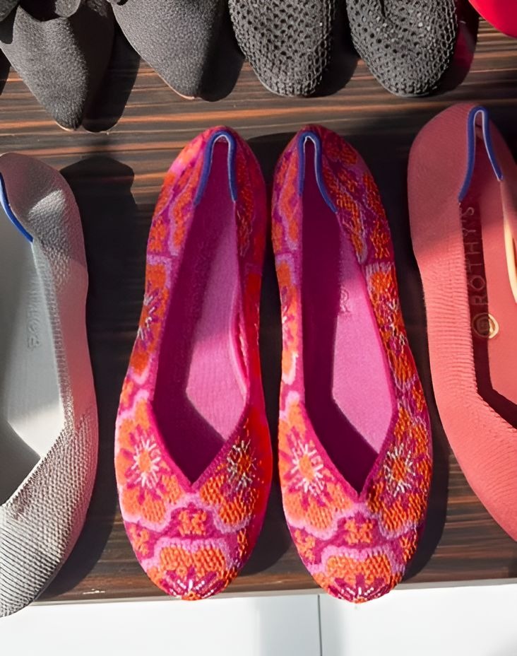 Red Woven Flat Shoes For Women