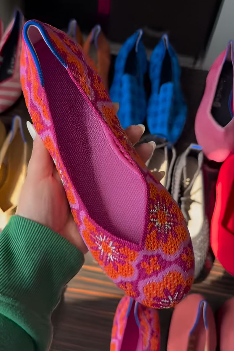 Red Woven Flat Shoes For Women
