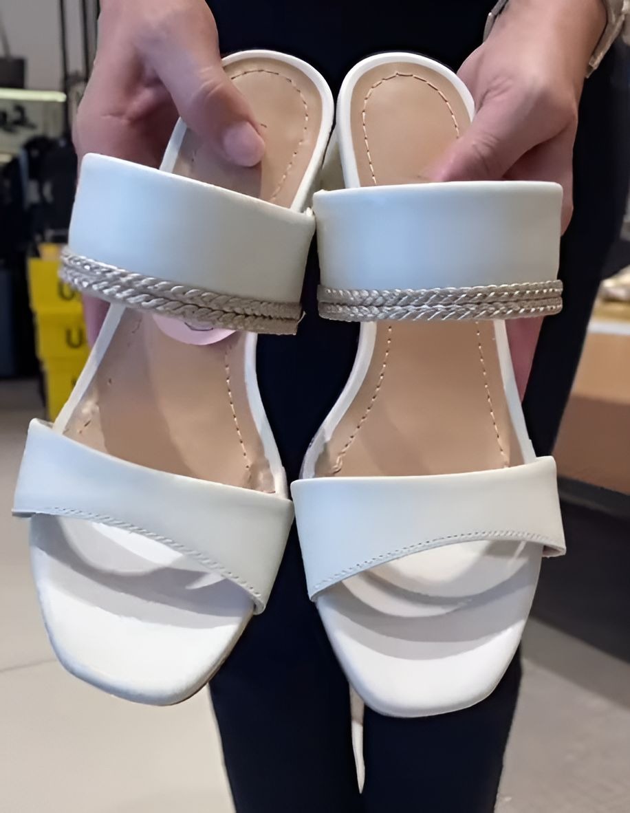 White Block Heel Women Sandals