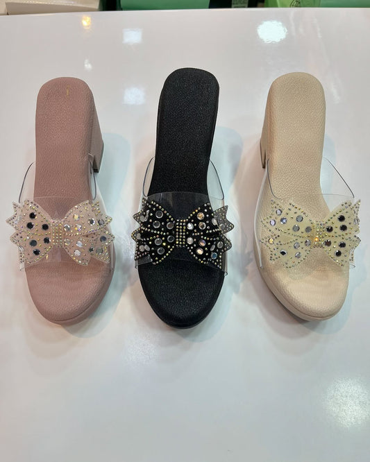 Bow High Heel Slippers