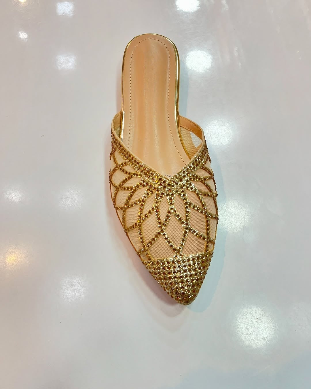Shiny Pointed Flat Women Slippers