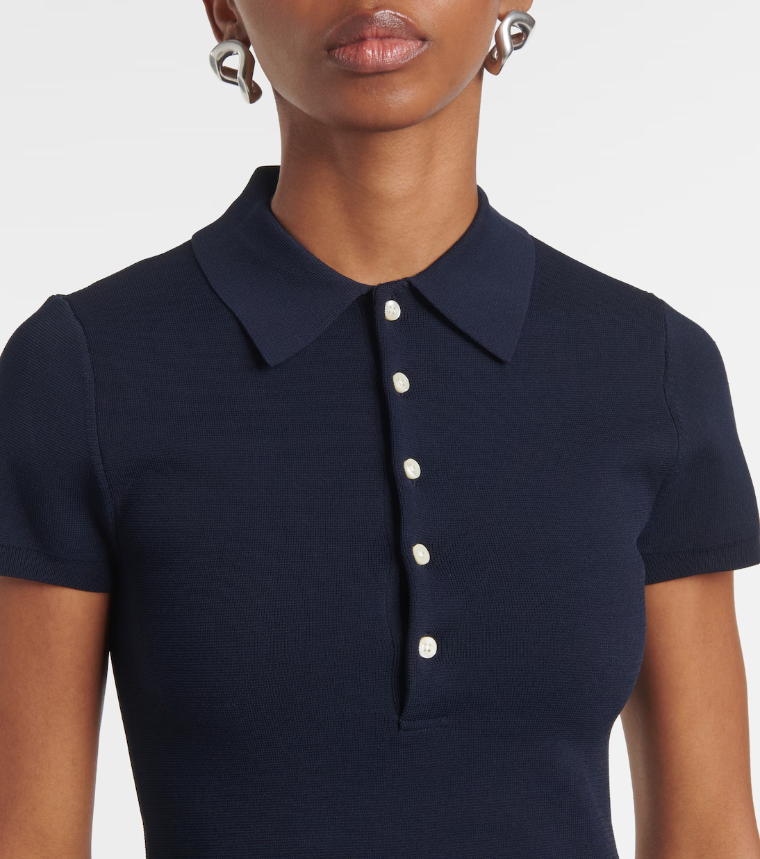 Navy Blue Polo Neck Elegant Dress