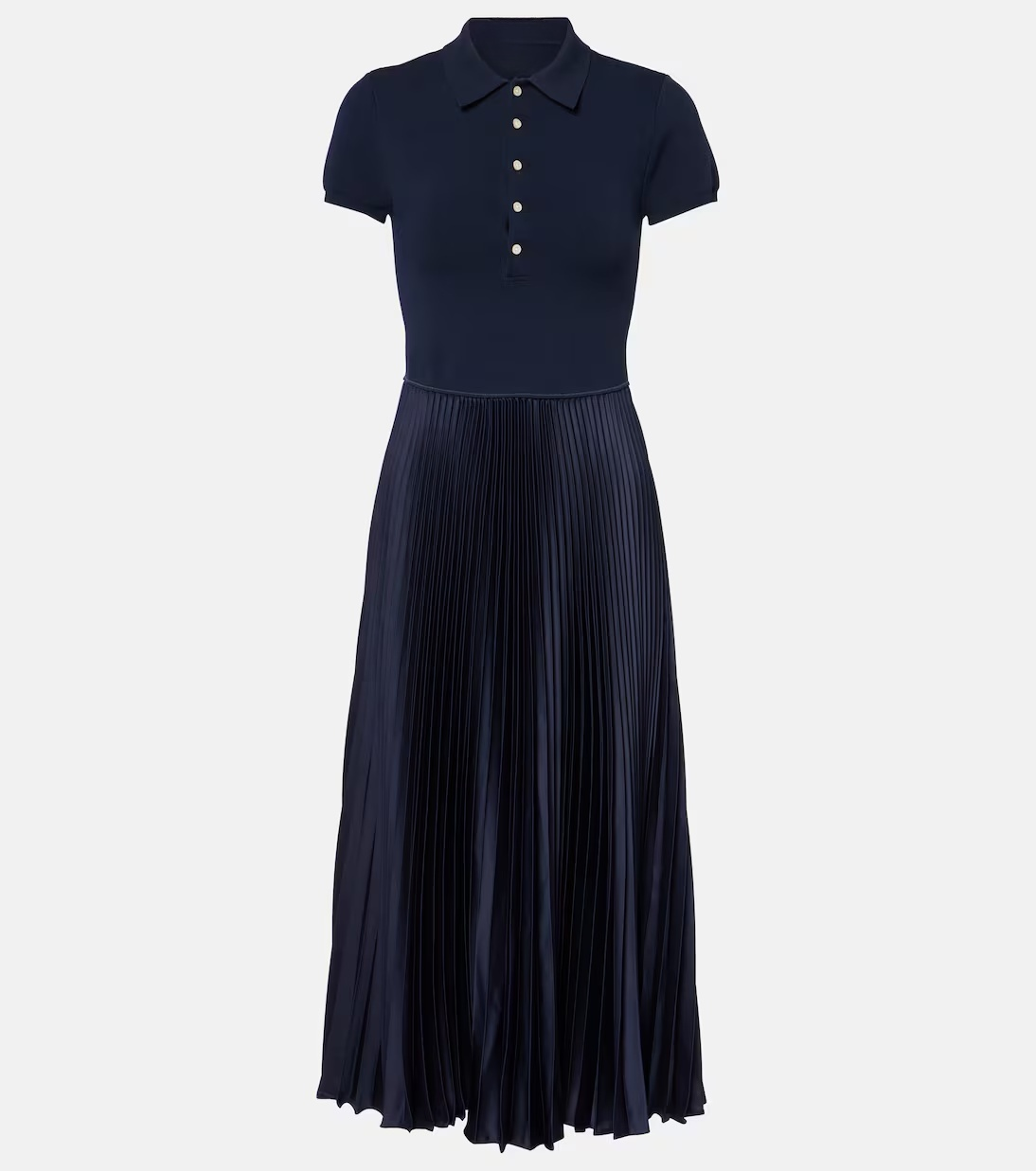 Navy Blue Polo Neck Elegant Dress