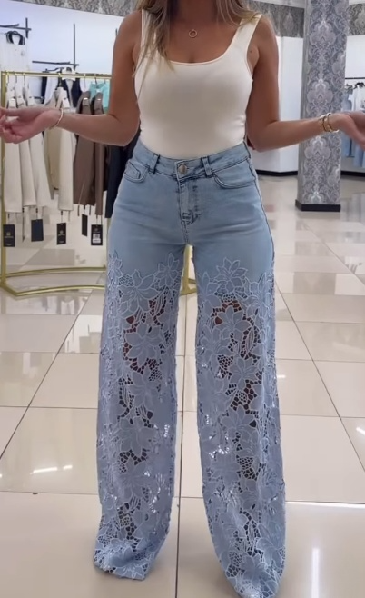 Lace Flower Jeans