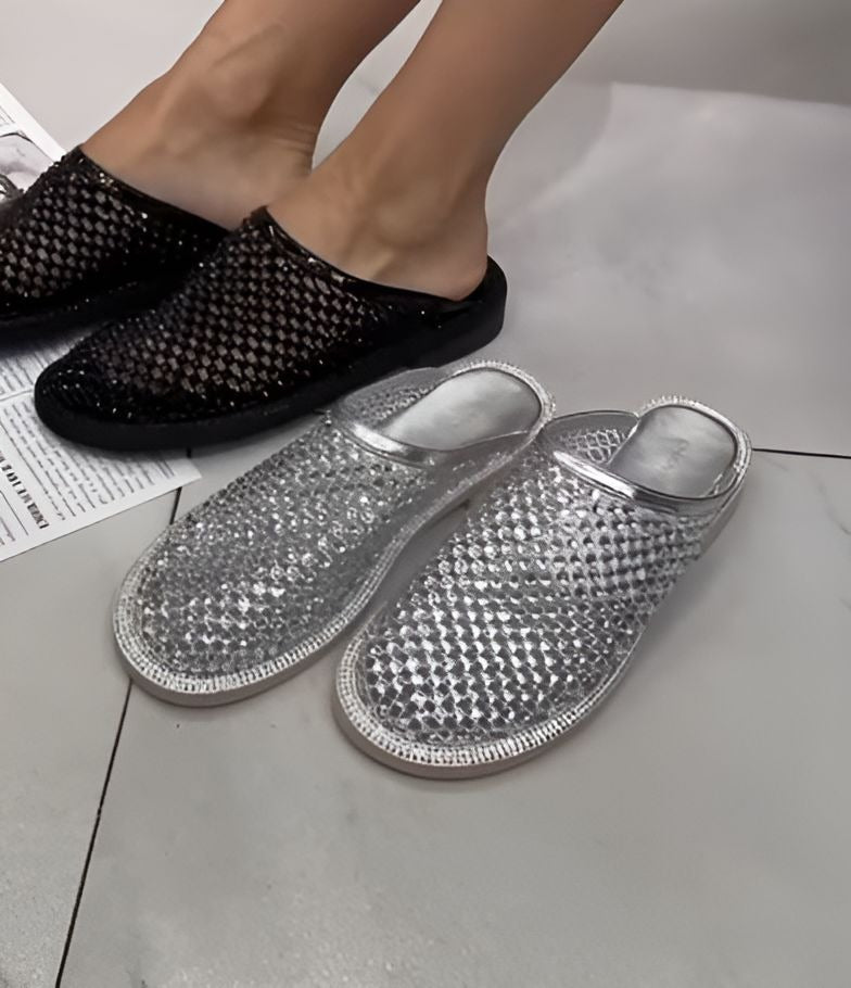 Women Mesh Glitter Slippers