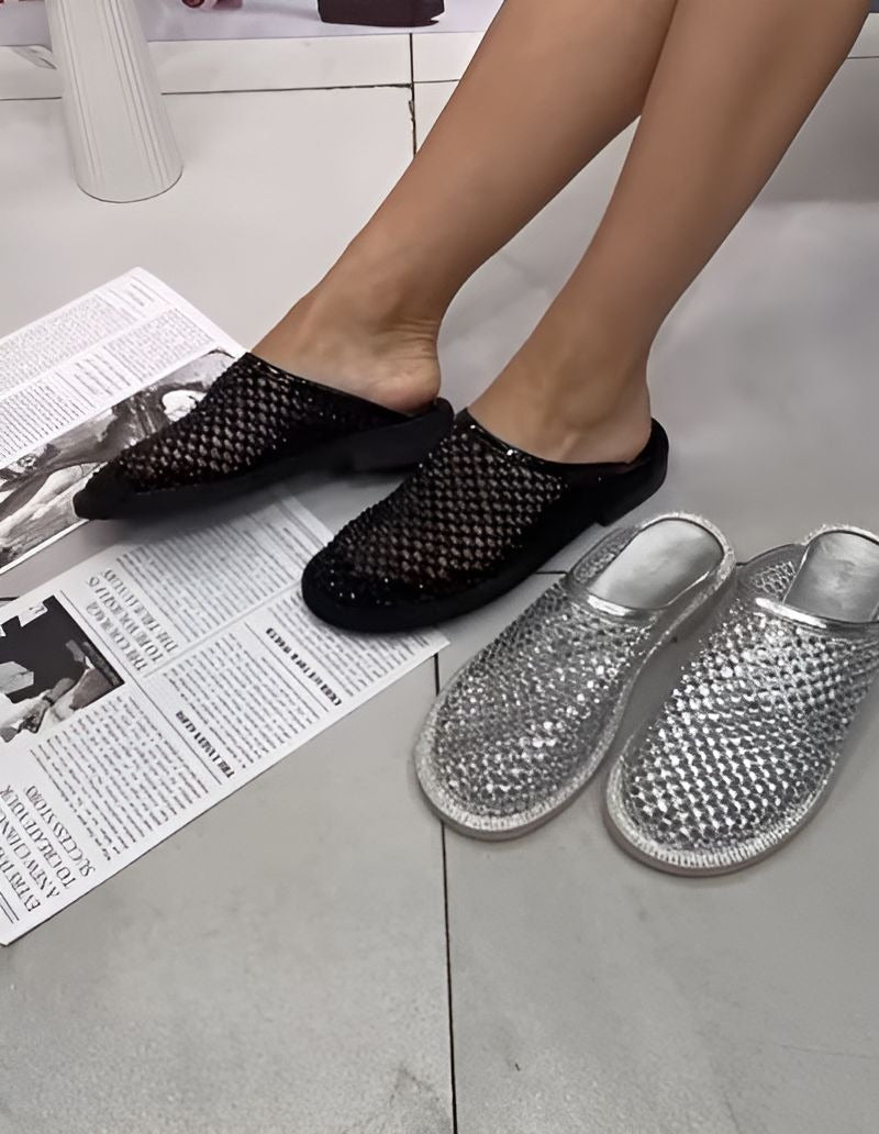 Women Mesh Glitter Slippers