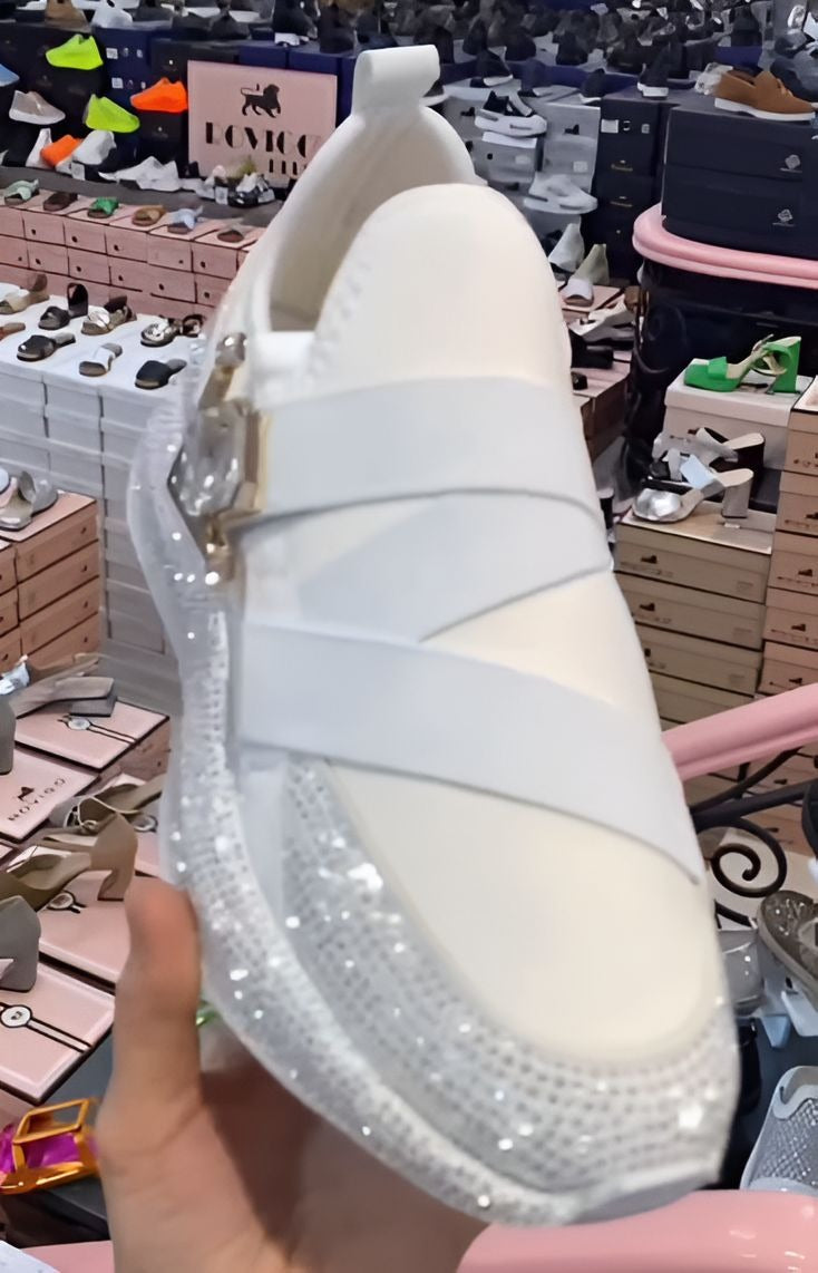 White Shiny Comfortable Sneakers