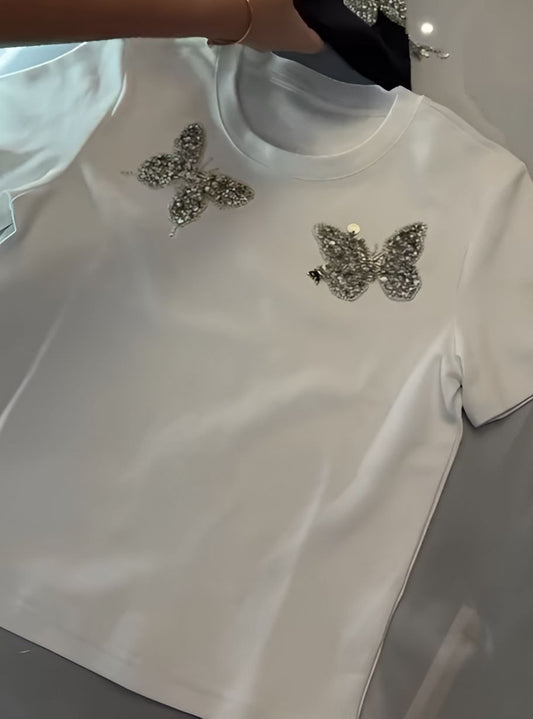Butterfly Rhinestone T-shirt