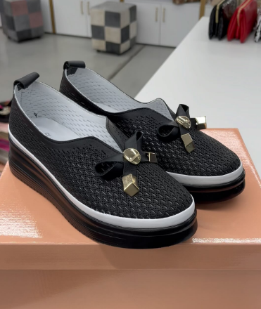 Black Elegant Bow Breathable Women Shoes