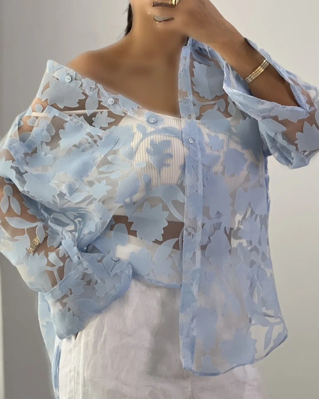 Floral Cut Out Thin Shirt