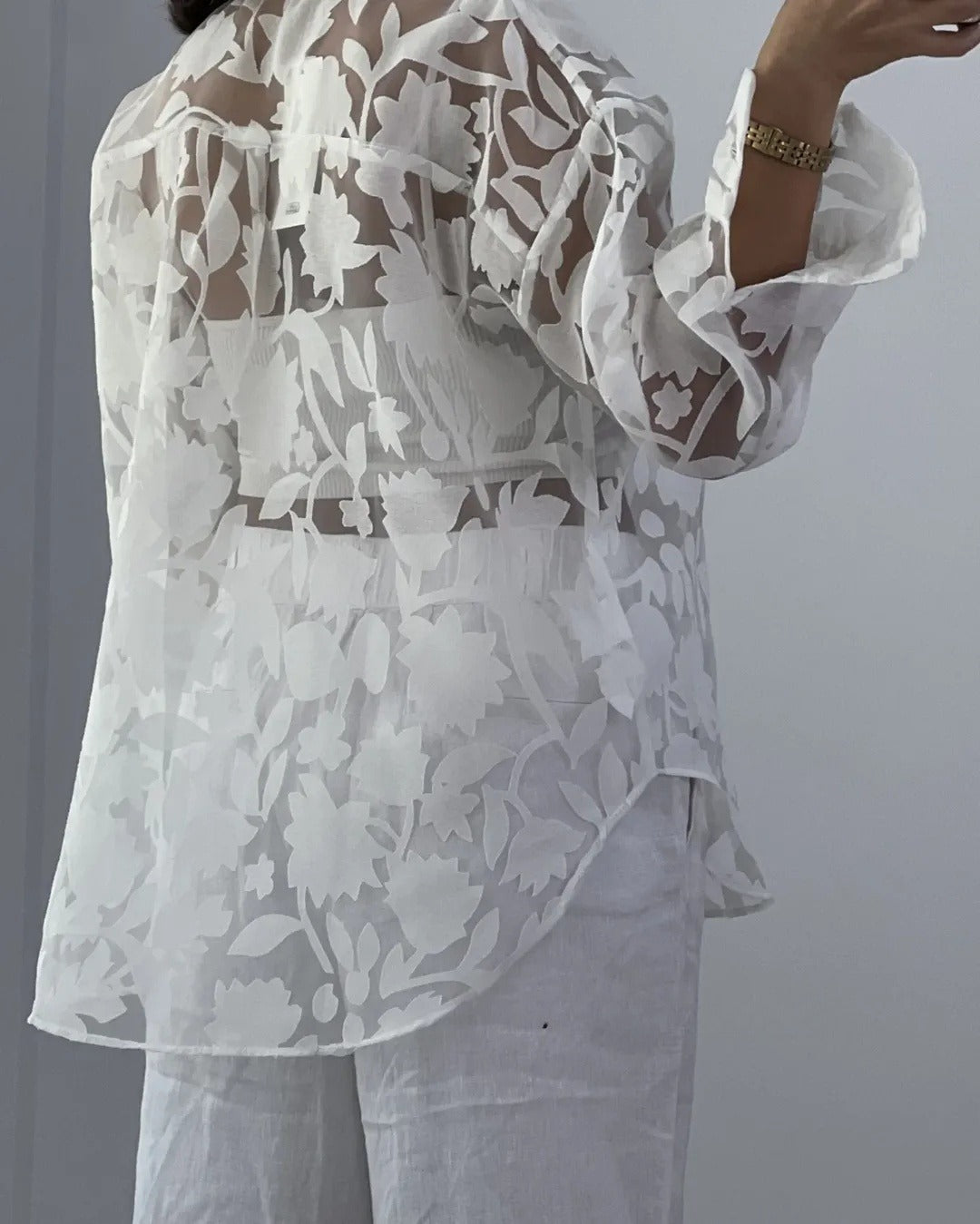 Floral Cut Out Thin Shirt