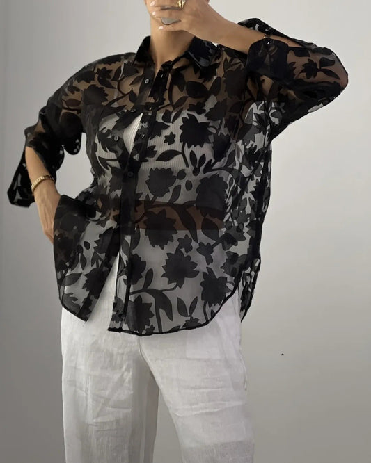Floral Cut Out Thin Shirt