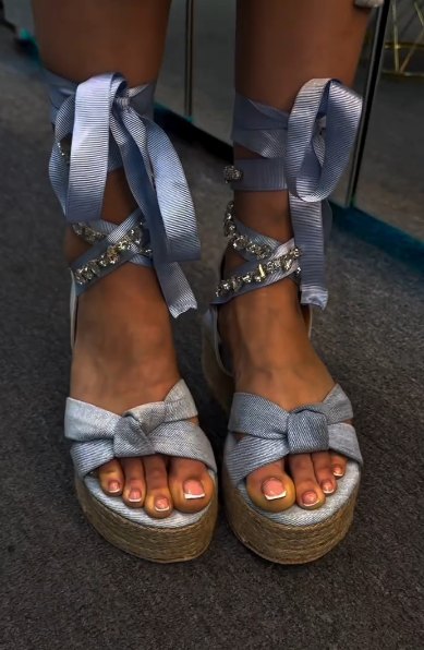 Blue Strappy Platform Sandals