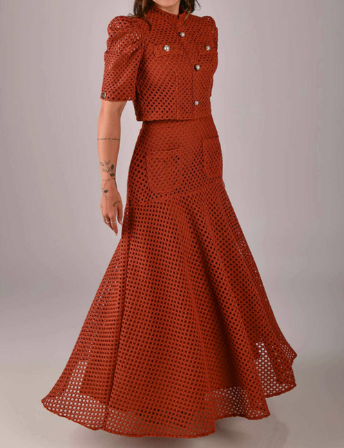 Elegant Mesh Breathable Skirt Set