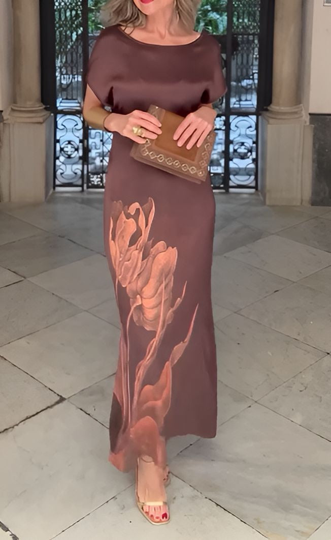 Elegant Silky Printed Dress
