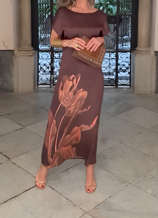 Elegant Silky Printed Dress