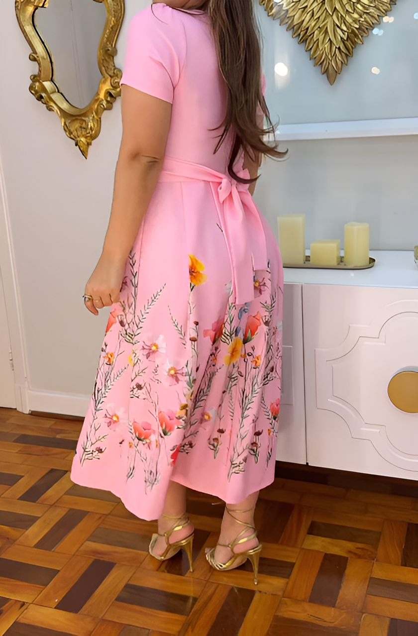 Pink Floral Print Dress