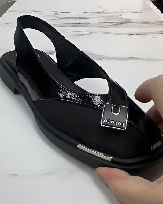 Black Leather Breathable Sandals