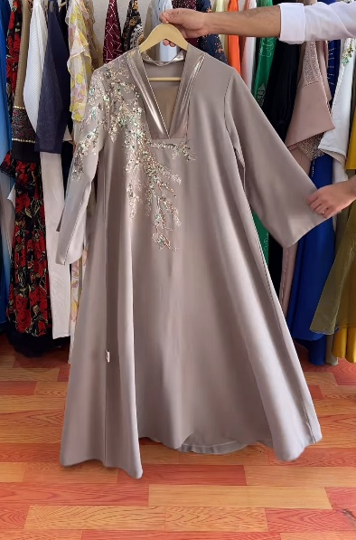 V-Neck Sequin Print Dress