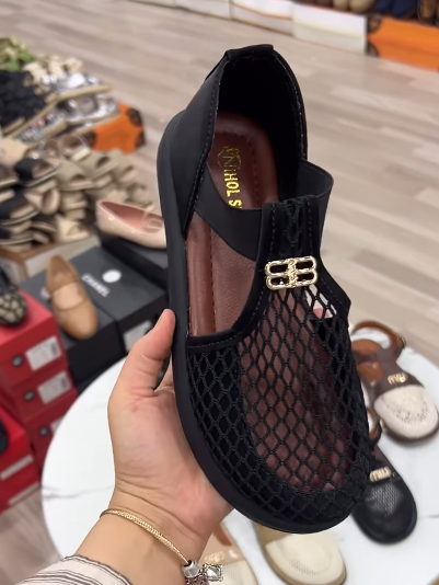 Black Mesh Hollow Women Shoes