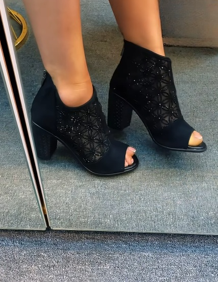 Glitter Mesh High Heels