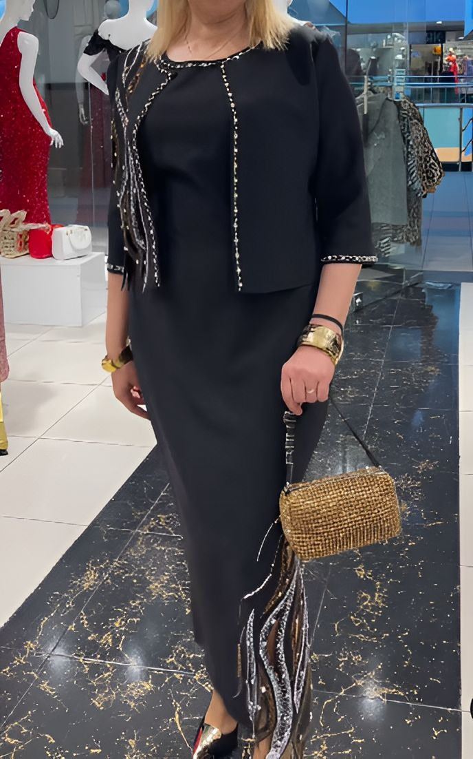 Black Elegant Sequin Dress Suit