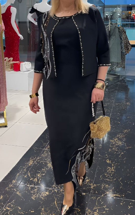 Black Elegant Sequin Dress Suit