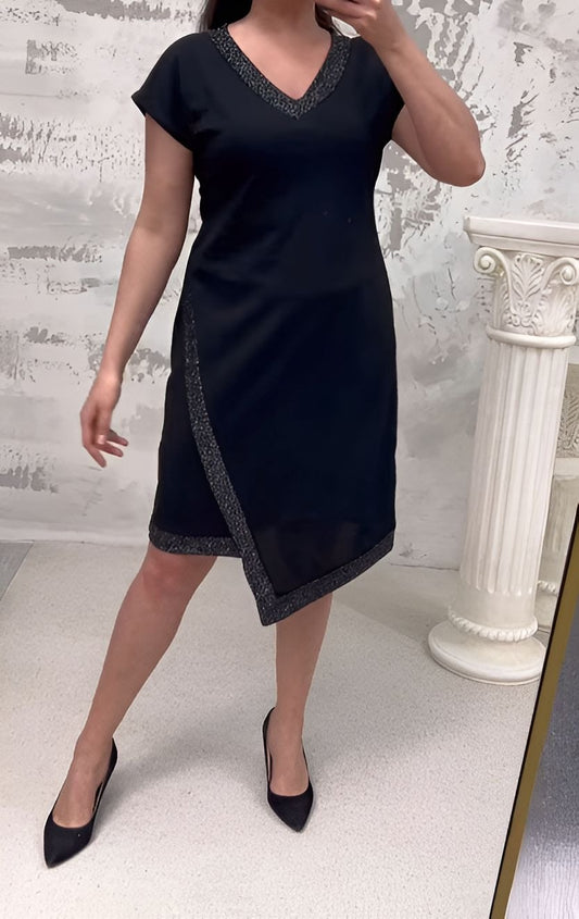 Black Elegant V-neck Dress