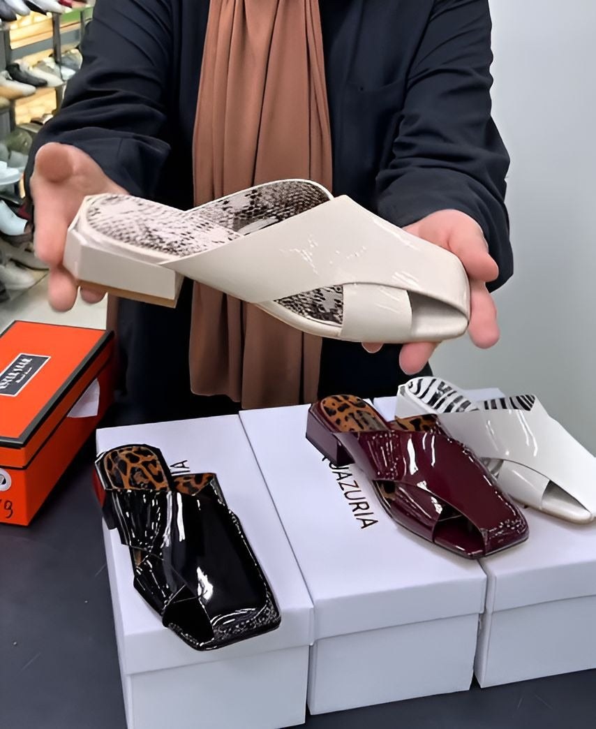 Women's Shiny Leather Slippers