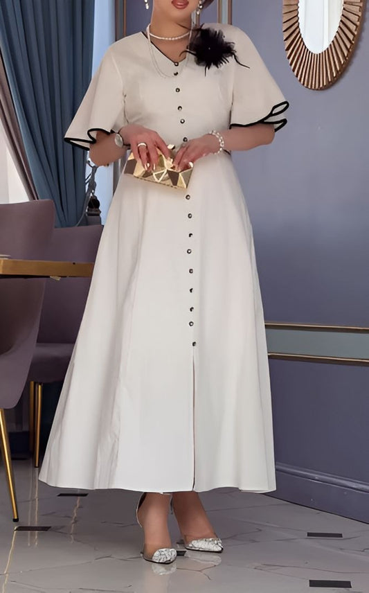 Elegant 3D Flower Decorated Adjustable Belt Dress