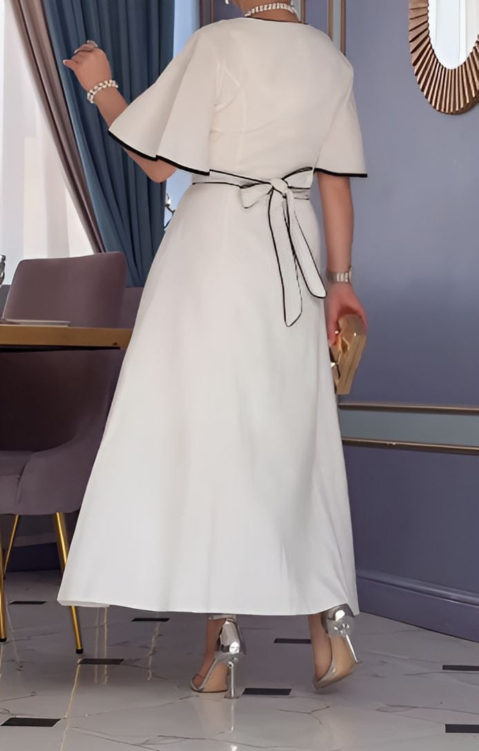 Elegant 3D Flower Decorated Adjustable Belt Dress