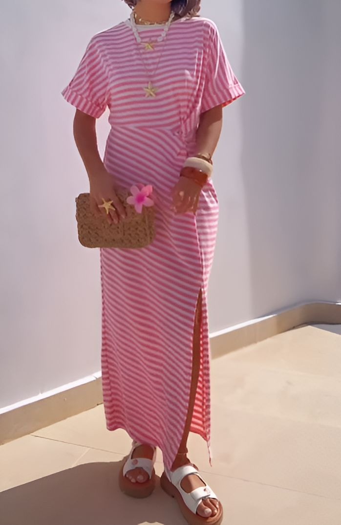 Striped Comfort Short Sleeve Dress